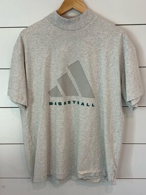 adidas Light Gray Basketball Logo Short Sleeve Tee